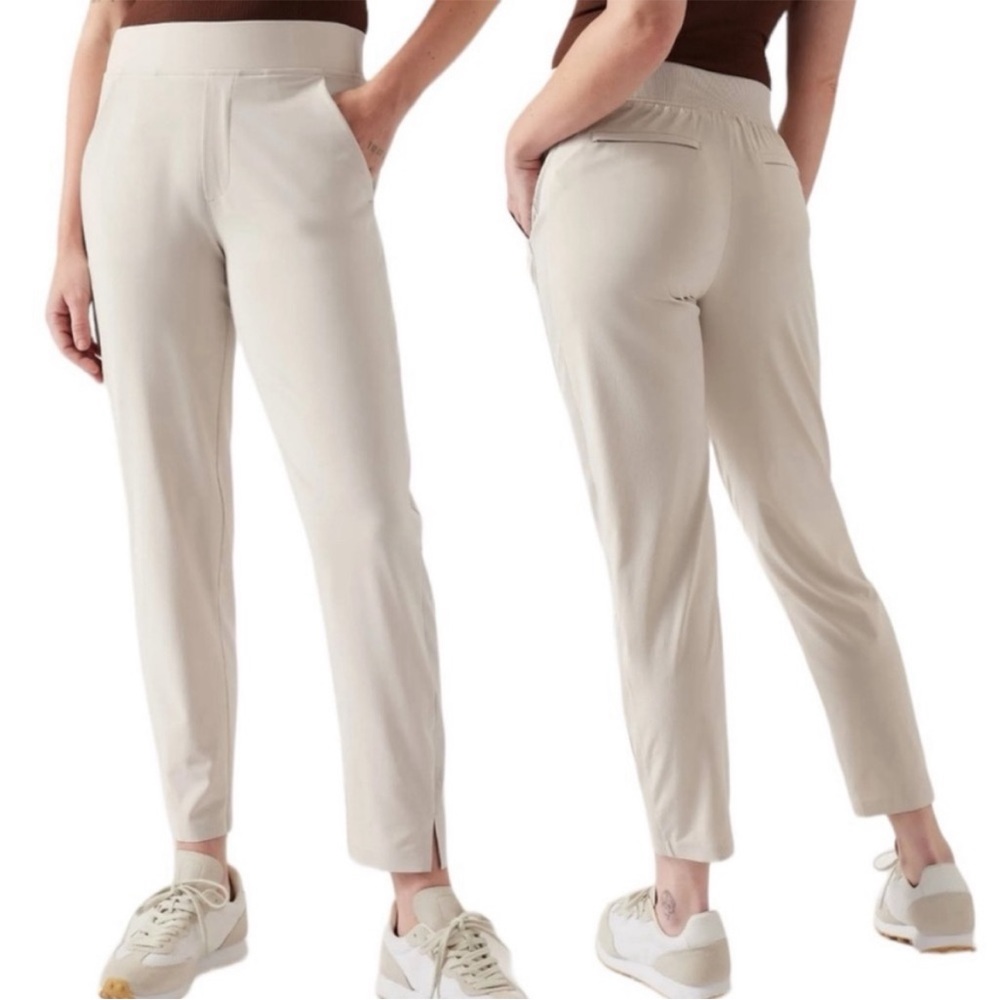 Athleta Brooklyn Mid Rise Ankle Pant tan khaki